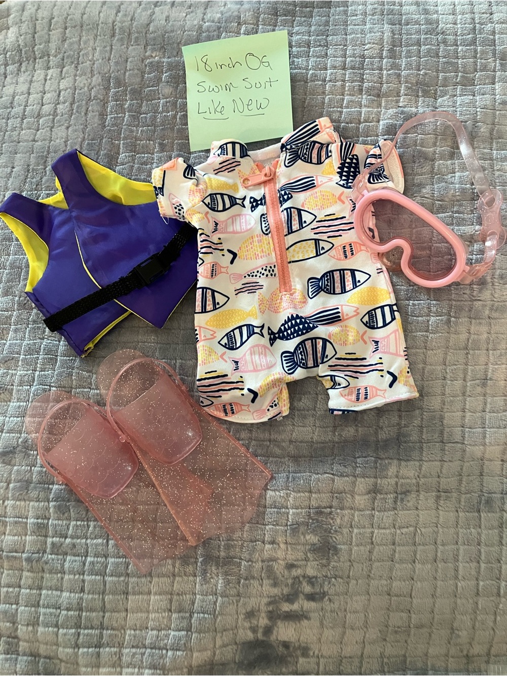 OG doll clothes scuba suit for 18 inch doll . Fins and mask for doll